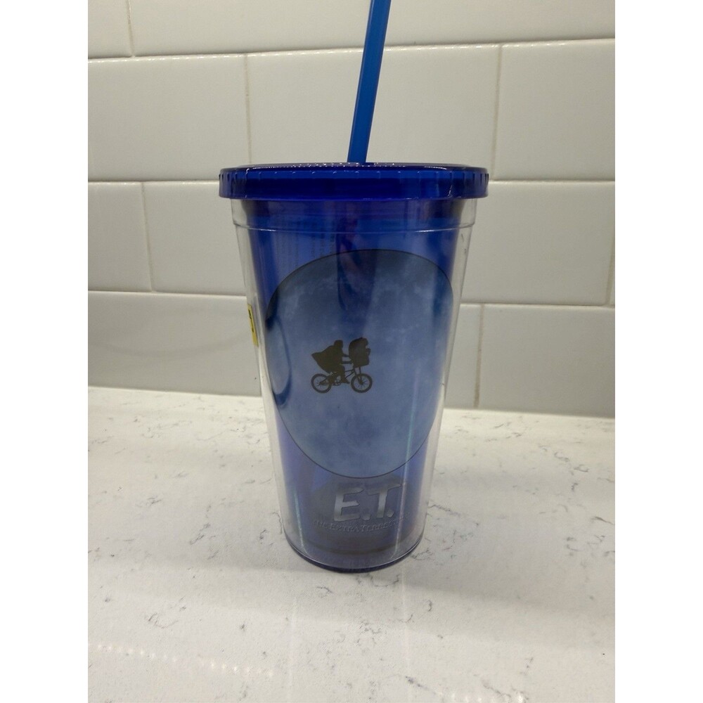 NEW E.T. Blue Logo Tumbler Nostalgia Memorabilia